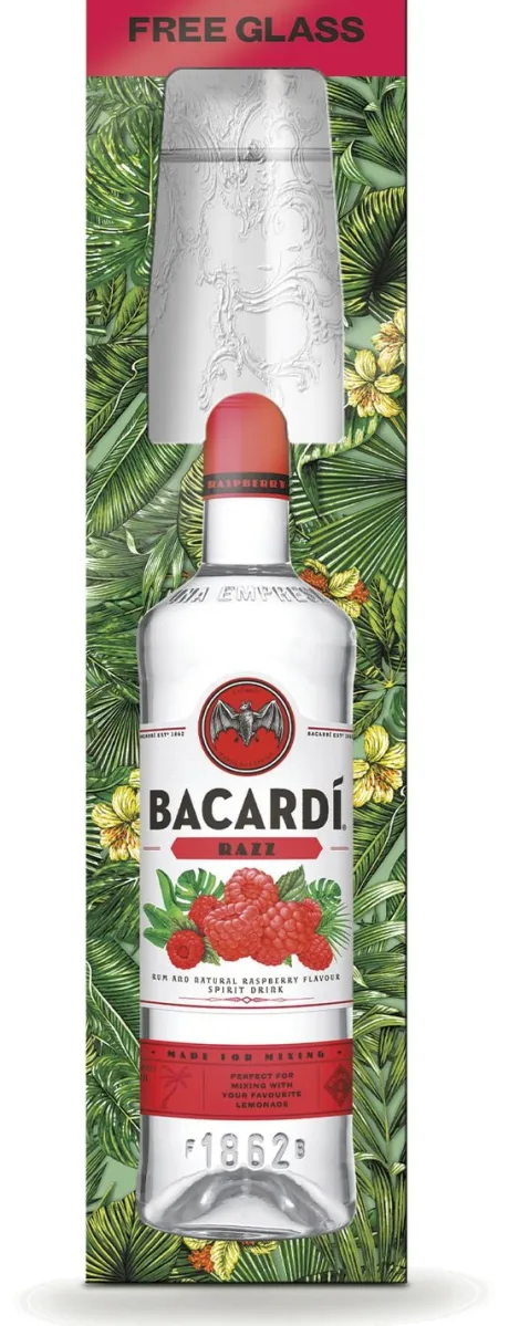 Rum|Flavoured Rum|Bacardi Bacardí Razz met glas