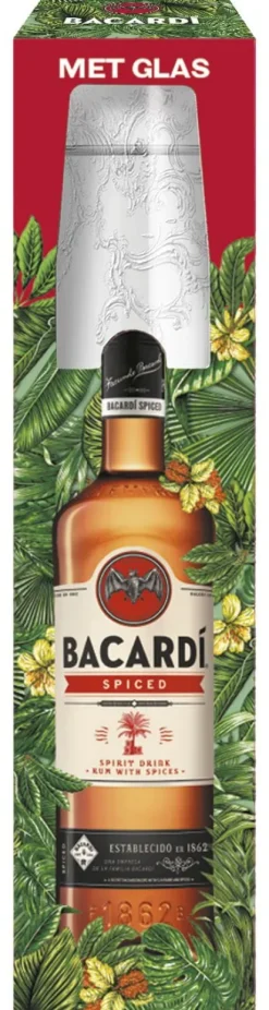 Bruine Rum|Rum|Bacardi Bacardí Spiced met glas