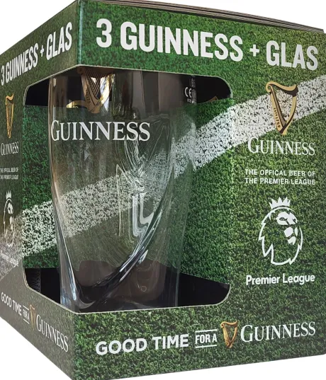 Speciaalbier|Wilderen Guinness Draught Stout Premier League Cadeauverpakking met Glas