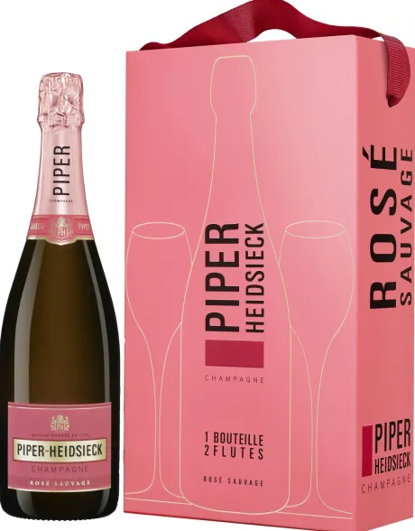 Rosé|Champagne|Piper Heidsieck Piper-Heidsieck Rose Suavage 2 glazen cadeauverpakking