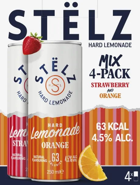 Blik|Mixdranken|STËLZ STËLZ Hard Lemonade Strawberry Orange 4-pack