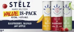 Blik|Mixdranken|ST&Euml;LZ STËLZ Hard Seltzer Raspberry, Mango & Apple 18-pack