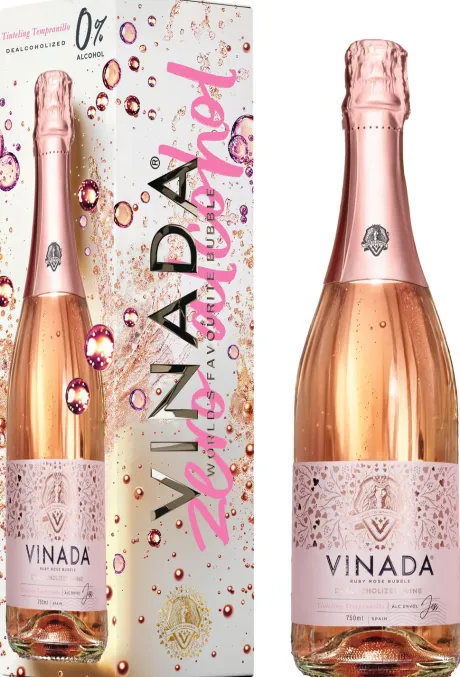 Alcoholvrij|Alcoholvrije Mousserende Wijn|Vinada Tempranillo Rosé Cadeauverpakking